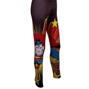 DC Comics Superman Leggings XS Graphic Superhero Athletic Comic Print